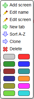 5gVision User interface, Menu tree items menu