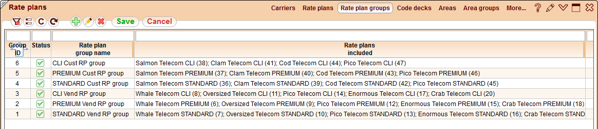 5gVision Rate management, Rate plans