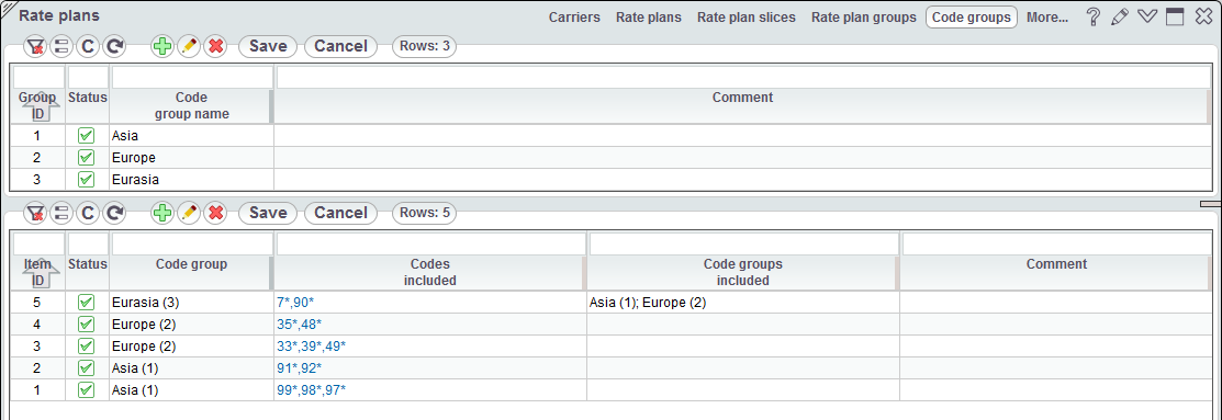 5gVision Rate management, Rate plans