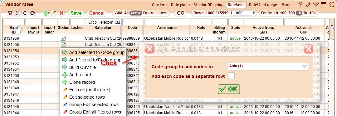 5gVision Rate management, Rate plans