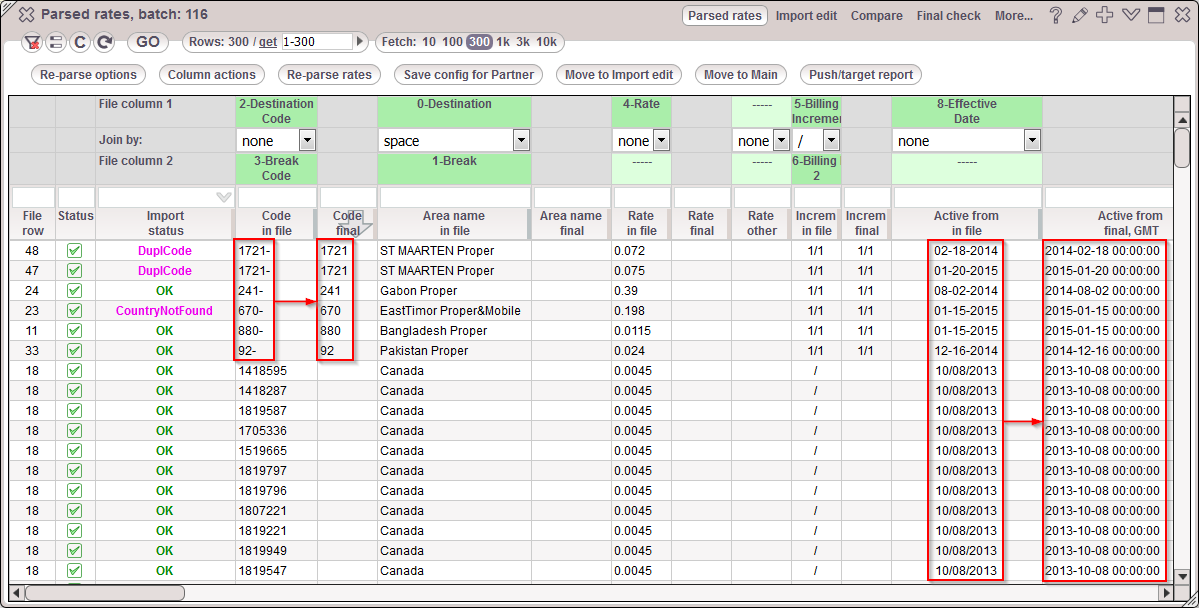 5gVision Rate management, Rate import