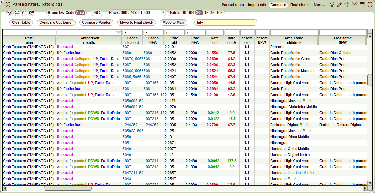 5gVision Rate management, Rate import