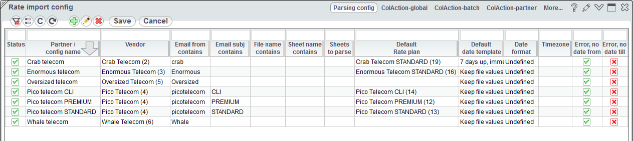 5gVision Rate management, Rate import advanced