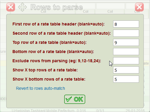 5gVision Rate management, Rate import advanced