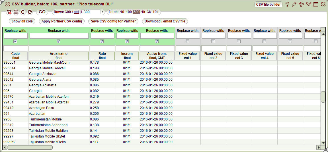 5gVision Rate management, Rate import advanced