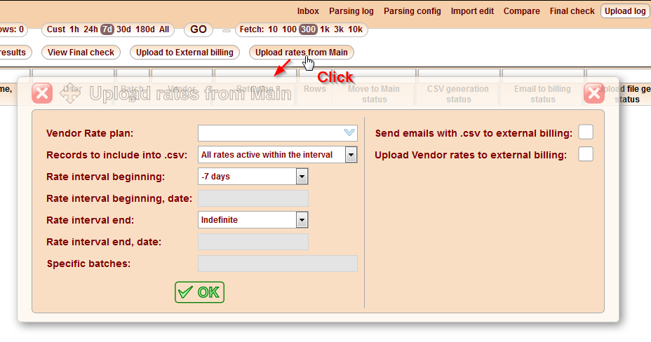 5gVision Rate management, Rate import advanced