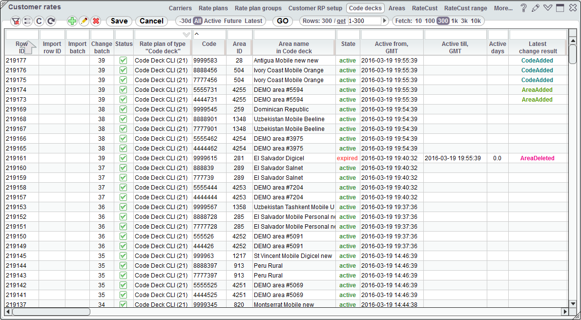 5gVision Rate management, Customer rates