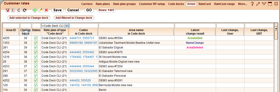 5gVision Rate management, Customer rates