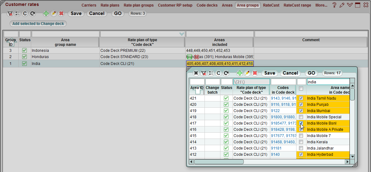 5gVision Rate management, Customer rates