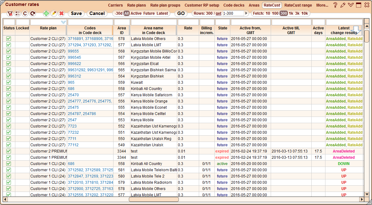 5gVision Rate management, Customer rates