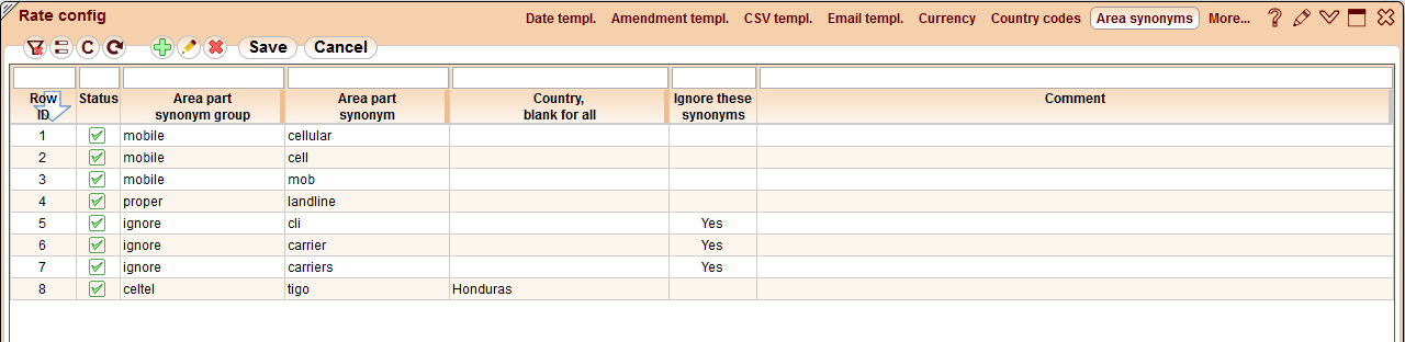 5gVision Rate management, Rate config