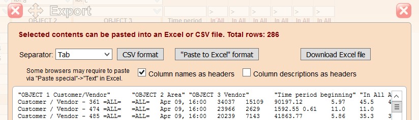 5gVision Release notes, Export to excel 2