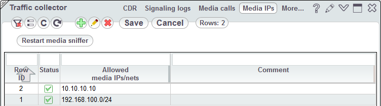 5gVision VoIP Traffic collector Media setup 1