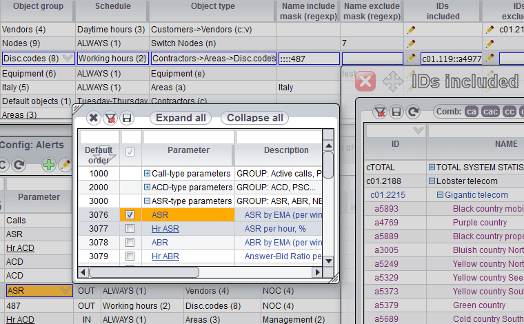 Objects and parameters for alerts.